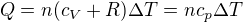 $Q=n(c_V+R)\Delta T=nc_p\Delta T$