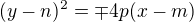 $(y-n)^2=\mp4p(x-m)$