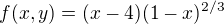 $f(x,y) = (x-4)(1-x)^{2/3}$