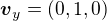 $\boldsymbol{v}_y=(0,1,0)$