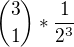 $\binom{3}{1}*\frac{1}{2^3}$