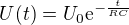 $U(t)=U_0\mathrm{e}^{-\frac{t}{RC}}$