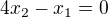 $4x_{2}-x_{1}=0$