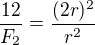 kopírovat do textarea $ \frac{12}{F_2}=\frac{(2r)^2}{r^2}$