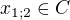 $x_{1;2}\in C$
