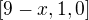 $[9-x,1,0]$