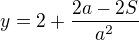 kopírovat do textarea $y=2+\frac{2a-2S}{a^{2}}$
