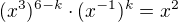 $(x^3)^{6-k}\cdot(x^{-1})^k=x^2$