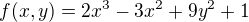 kopírovat do textarea $f(x,y)=2x^3-3x^2+9y^2+1$