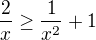 kopírovat do textarea $\frac2x\ge\frac1{x^2}+1$