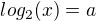 $log_2(x)=a$