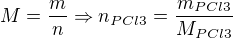 kopírovat do textarea $M = \frac{m}{n}\Rightarrow n_{PCl3} = \frac{m_{PCl3}}{M_{PCl3}}$