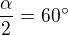 kopírovat do textarea $\frac\alpha2 = 60^\circ$