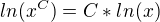 $ln(x^C)=C*ln(x)$