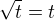 $\sqrt{t}=t$