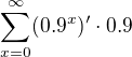 kopírovat do textarea $\sum_{x=0}^{\infty }(0.9^{x})'\cdot 0.9$