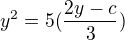 $y^{2}=5(\frac{2y-c}{3})$