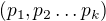 $(p_1,p_2 \dots p_k)$
