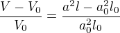 $\frac{V-V_0}{V_0} =\frac{a^2l-a_0^2l_0}{a_0^2l_0}$