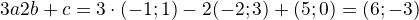 $ 3a � 2b + c = 3\cdot(-1;1) - 2(-2;3) + (5;0) = (6;-3)$