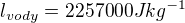 $l_{vody}=2 257 000 Jkg^{-1}$