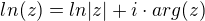 $ln(z)=ln|z|+i\cdot arg(z)$