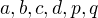 $a, b, c, d, p, q$