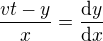 $\frac{vt-y}{x}=\frac{\mathrm{d} y}{\mathrm{d}x }$