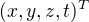 $(x,y,z,t)^T$