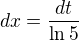 kopírovat do textarea $dx=\frac{dt}{\ln 5}$