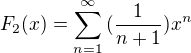 kopírovat do textarea $F_2(x)=\sum_{n=1}^\infty{(\frac{1}{n+1})x^n}$