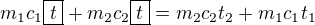 $m_1c_1\boxed{t}+m_2c_2\boxed{t}=m_2c_2t_2+m_1c_1t_1$