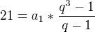 $21=a_1*\frac{q^3-1}{q-1}$