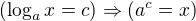 $(\log_ax=c)\Rightarrow (a^c=x)$