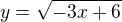 $ y=\sqrt{-3x+6}$