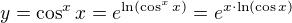 $y=\cos^{x} x=e^{\ln (\cos ^{x} x)}=e^{x\cdot \ln (\cos x)}$