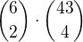 $\binom{6}{2}\cdot\binom{43}{4}$