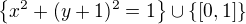 $\{x^2+(y+1)^2=1\}\cup \{[0,1]\}$