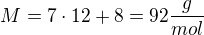 kopírovat do textarea $M=7\cdot 12+8=92\frac{g}{mol}$