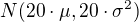 $N(20\cdot\mu,20\cdot\sigma^2)$