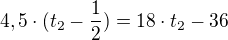 kopírovat do textarea $4,5\cdot (t_2-\frac{1}{2})=18\cdot t_2 - 36$