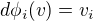 $d\phi_i(v)=v_i$
