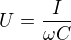 $U=\frac{I}{\omega C}$