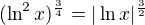 $(\ln^2 x)^\frac{3}{4}=|\ln x|^\frac{3}{2}$