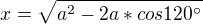 kopírovat do textarea $x=\sqrt{a^2-2a*cos120^\circ }$