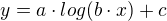 $y=a\cdot log(b\cdot x)+c$