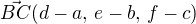 $\vec{BC}(d-a,\, e-b,\, f-c)$