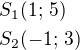$S_1(1;\,5)\nlS_2(-1;\,3)$