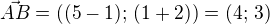 $\vec{AB}=((5-1);\,(1+2))=(4;\,3)$