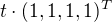$t \cdot (1,1,1,1)^T$